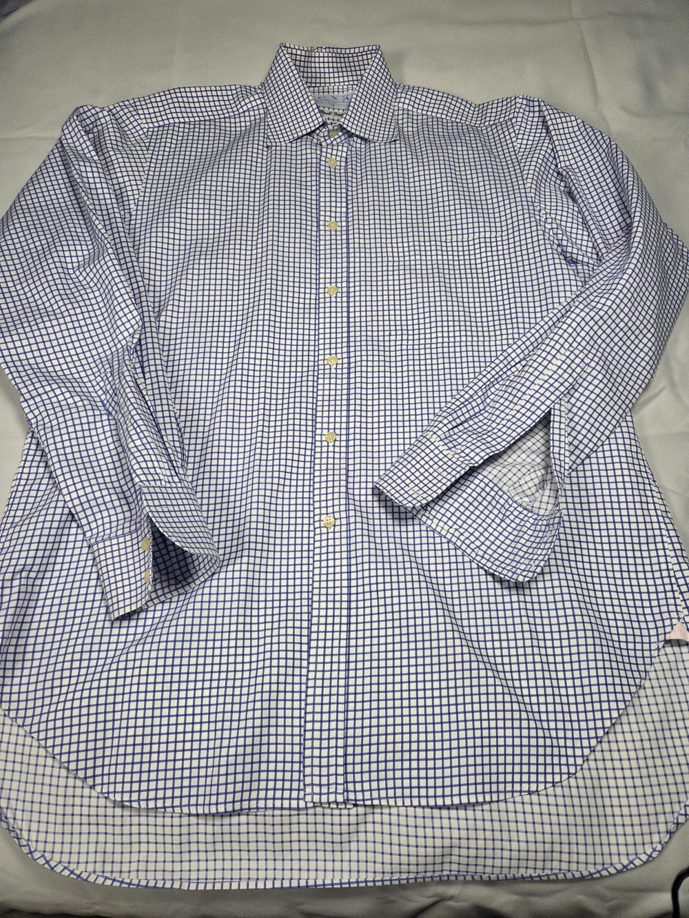 Thomas Pink White and Blue Checked Dress Shirt